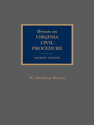 cover image of Bryson on Virginia Civil Procedure